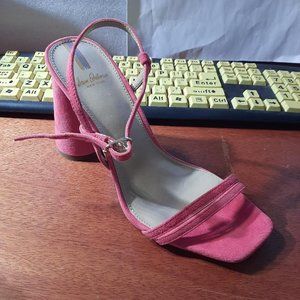 Sam Edelman New York Block Heels Sandals Pink Sz7 Worn Once Excellent Condition